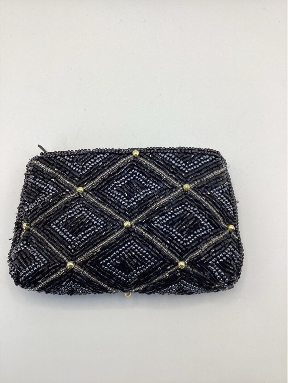 Mai an Marcus Vintage Black And Gold Beaded Small Pouch